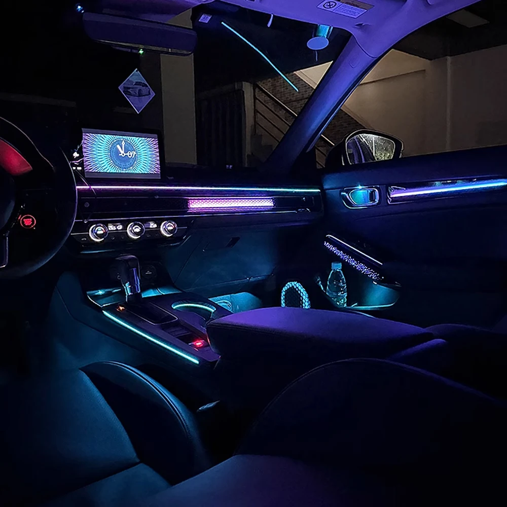 LED Car Inner Ambient light For Honda Civic 11Th 2022-2025 dynamics Symphony Starry streamer Ambience lamp, button +APP control
