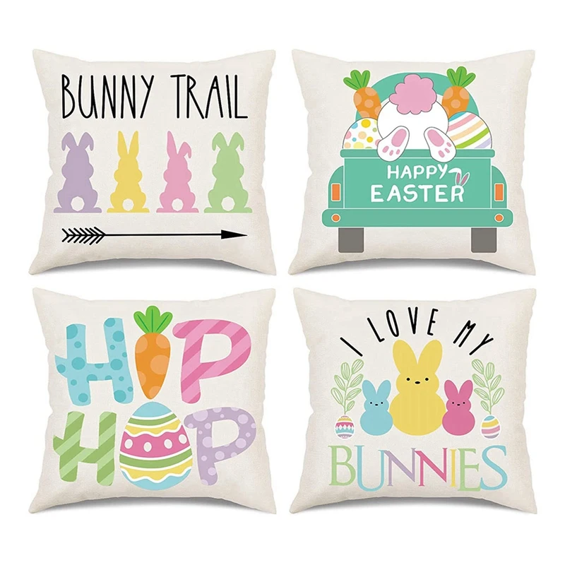 

Easter Pillow Covers Easter Decorations Pillow Covers For Home Bunny Trail Truck Hip Hop Easter Pillows Decorative