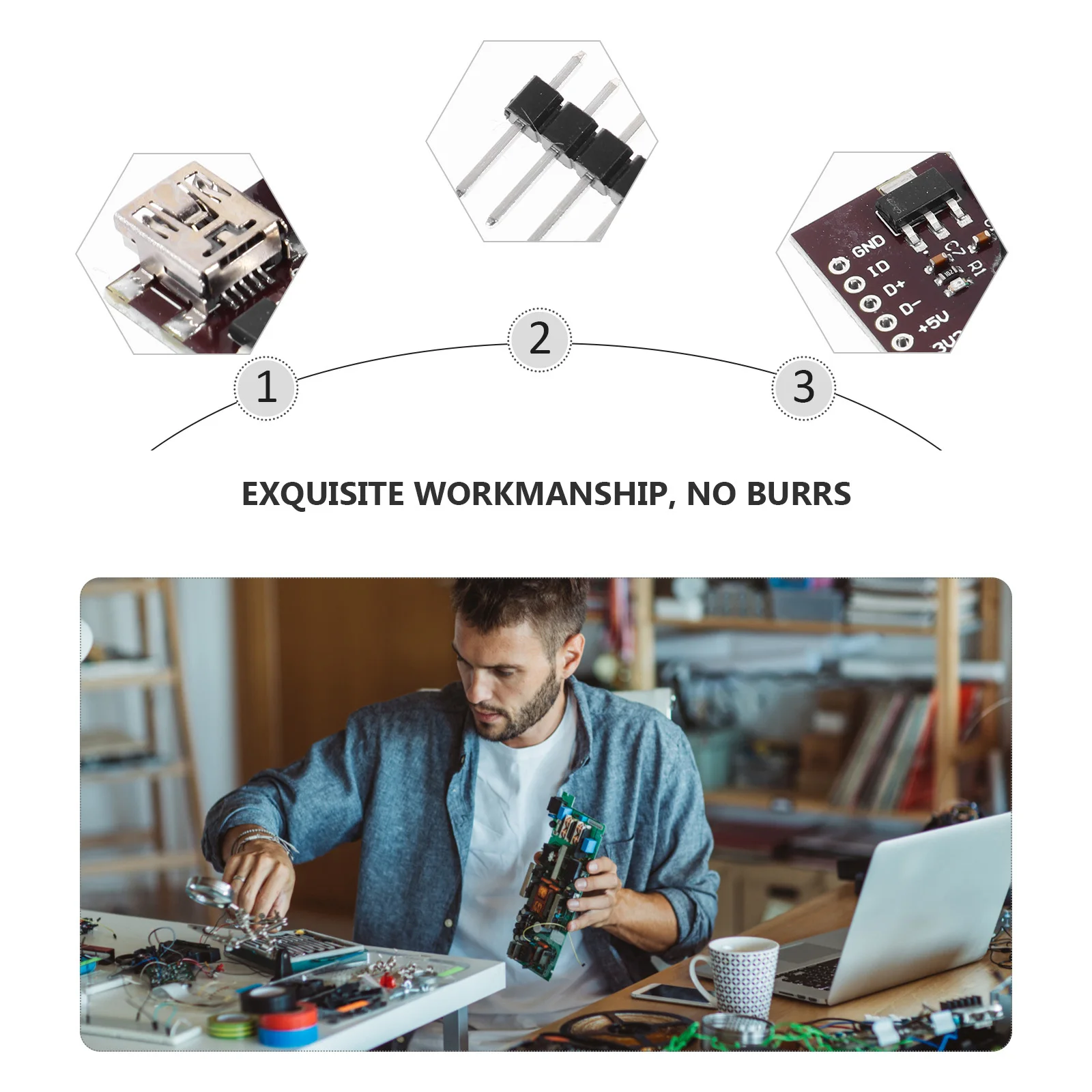Module d'alimentation USB, Mini Port de chargement USB, conception raisonnable, faible consommation d'énergie, carte d'interface Durable, 5 pièces