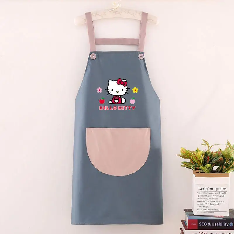 Sanrio Hello Kitty Apron Kawaii Household Cartoon Cute Waterproof Oil Proof Loose Comfortable Sleeveless Apron Kitchen Supplies