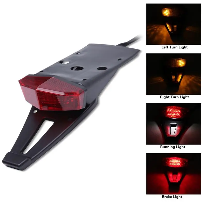 [Saleout]New 12VLED Rear Tail Light for Motorbikes Off-Road Retrofit Licence Plate Light with gray