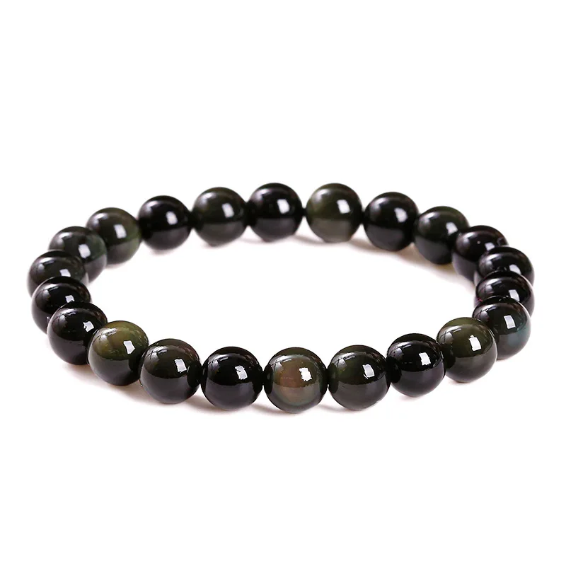

Shinzue Jewelry 7ADouble Eyed Obsidian Simple Personality Unisex Couple Style Single Circle Round Bead Bracelet Wholes