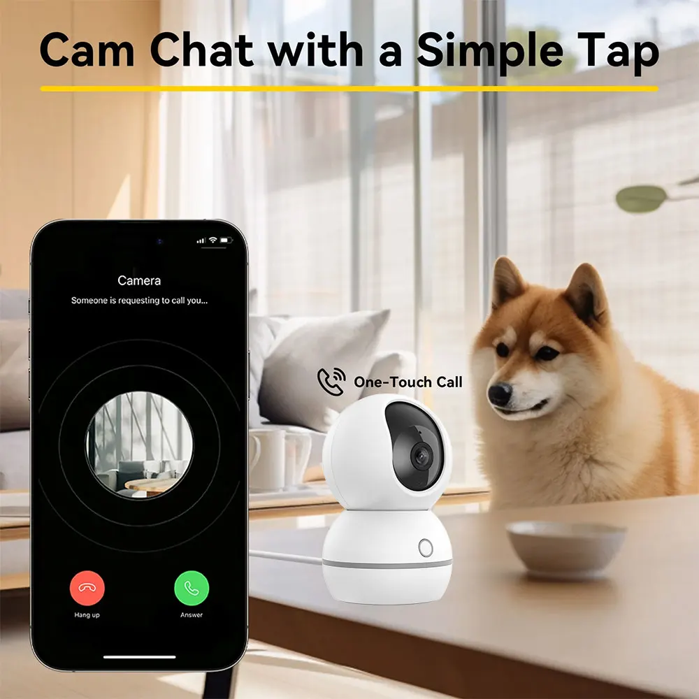5MP WIFI Security Camera Two Way Talk Indoor Baby Monitor PTZ 360°  Surveillance Cameras AI Motion Detection One-Touch Call Cam