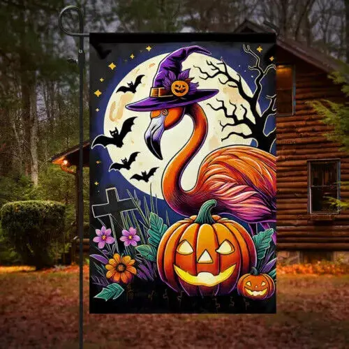 Flamingo Halloween Flag Garden Flag WWL UUN