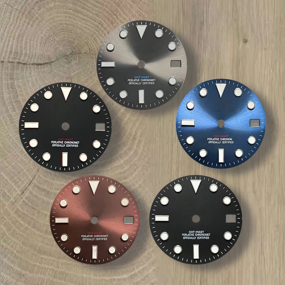 

High Quality 28.5mm S Logo NH35 Dial Sunray YT-M Dial Suitable For NH35/NH36/4R/7S Movement Ice Blue Luminous NH35 Accessories