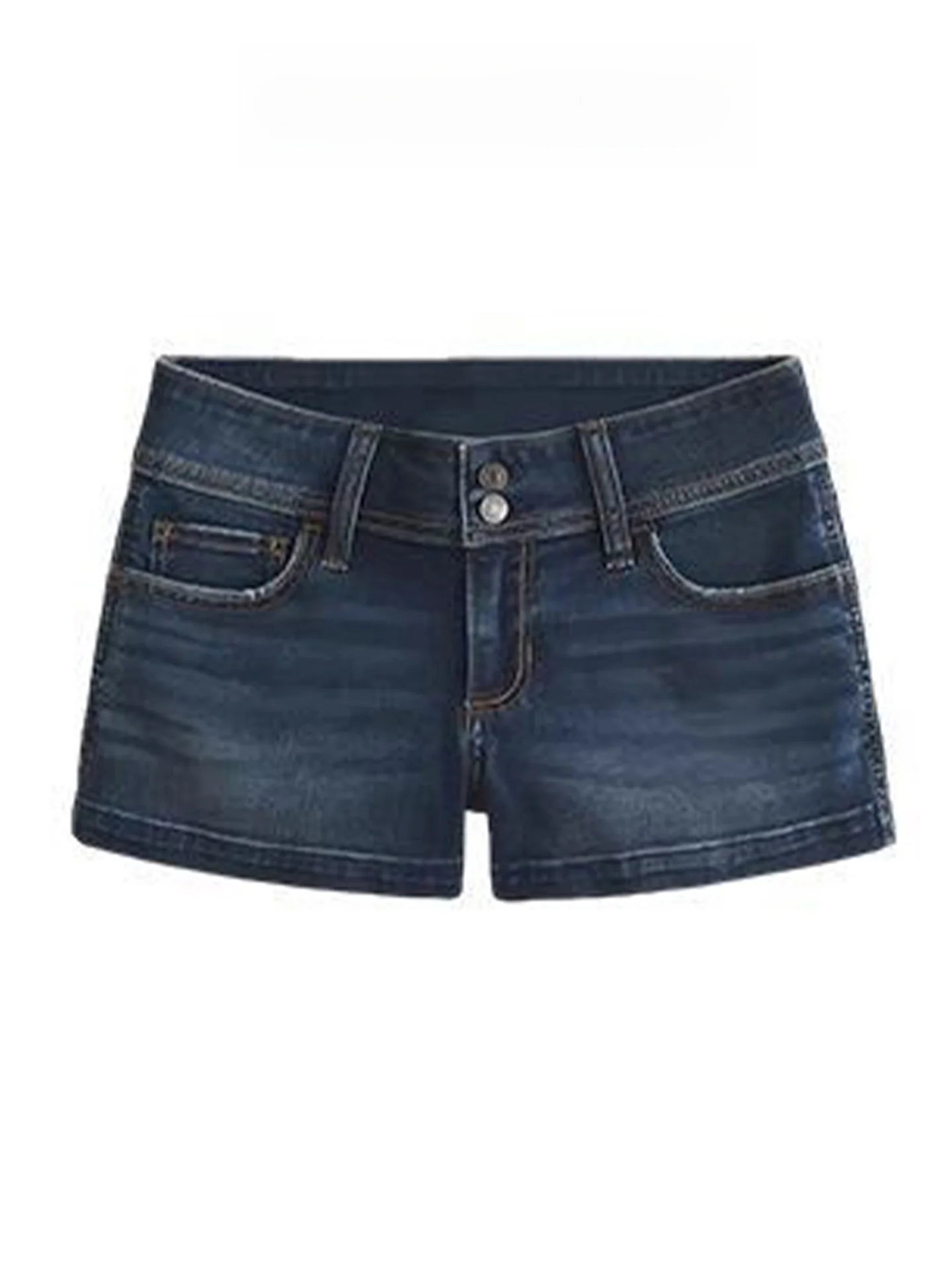 Retro American Blue Low Waist Denim Shorts Women Summer 2026 New Spicy Girl Elastic A-Line Bodycon Hot Pants Straight Leg Jeans