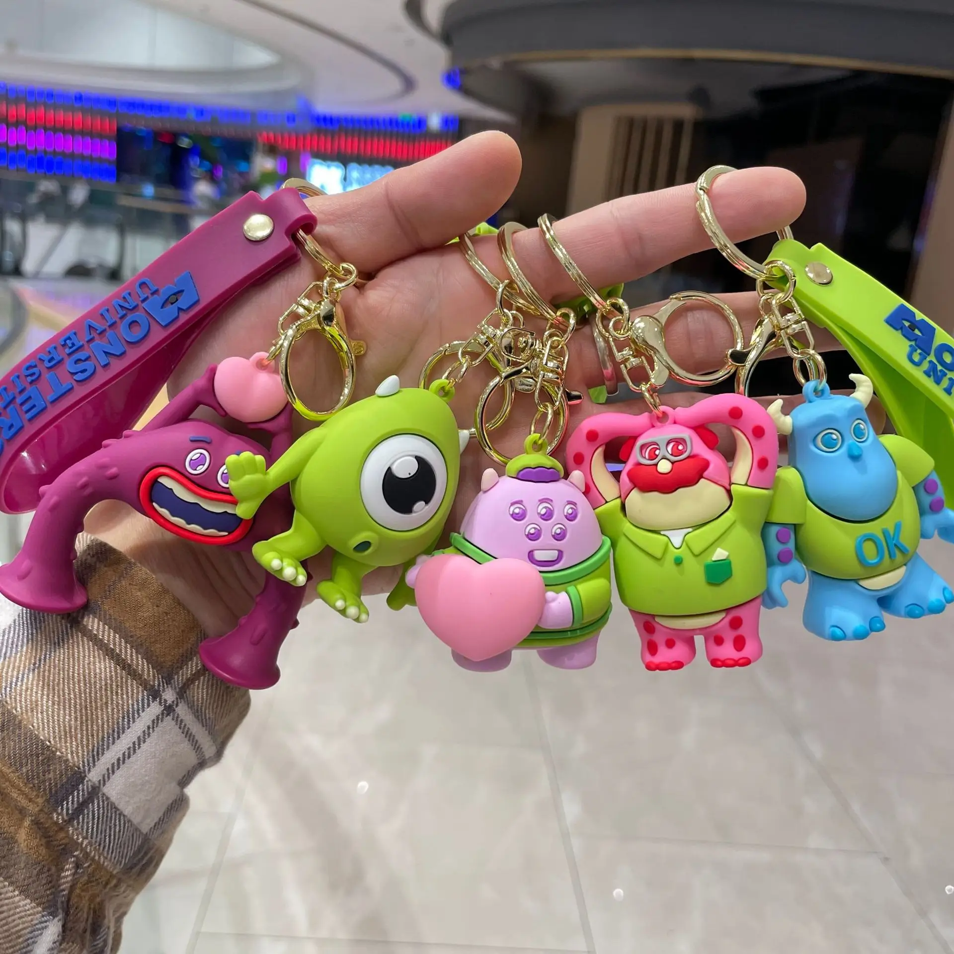 5-6cm Disney Monster University Sullivan Cute Keyring Three-Eyed Monster Keychain Pendant Bag Car key chain Accessories