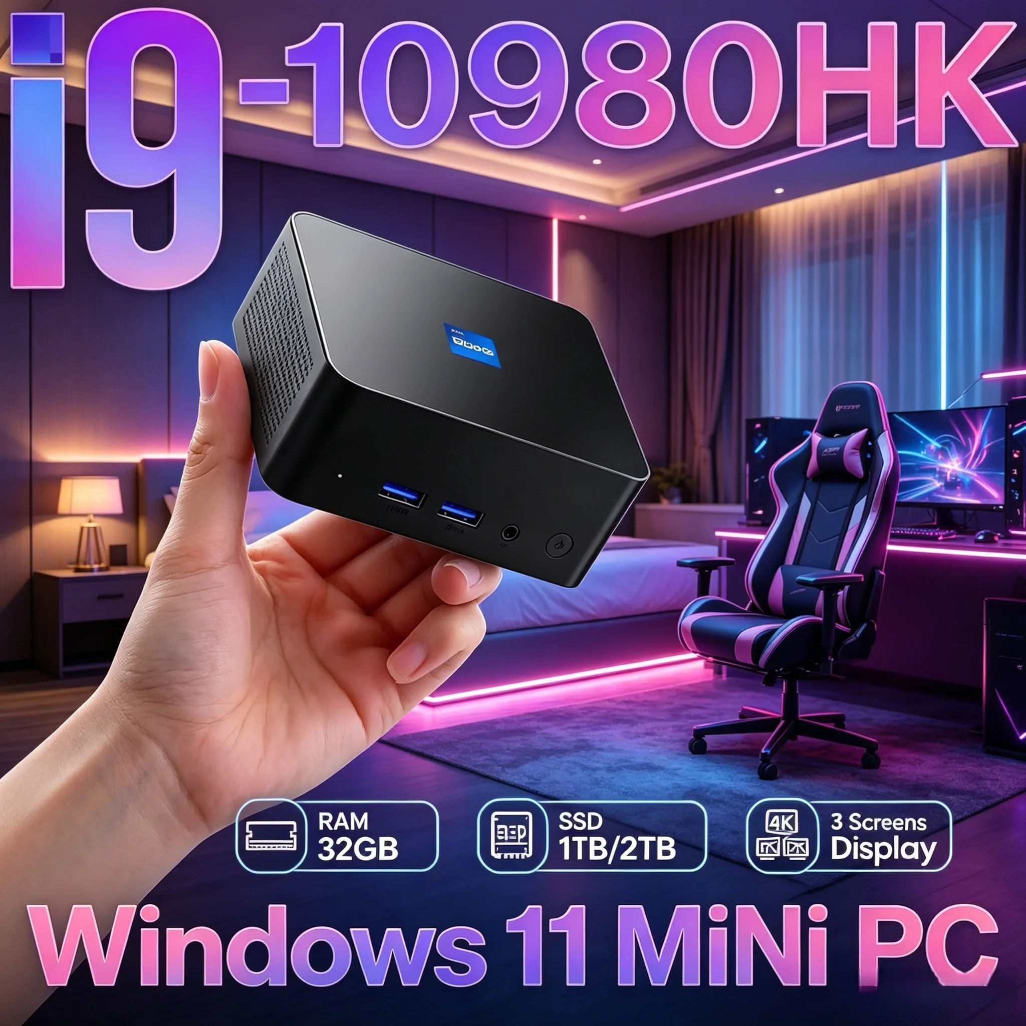 

4K Ultra HD Mini PC Home Theater Multimedia Playback Wireless Connection Mini Computer