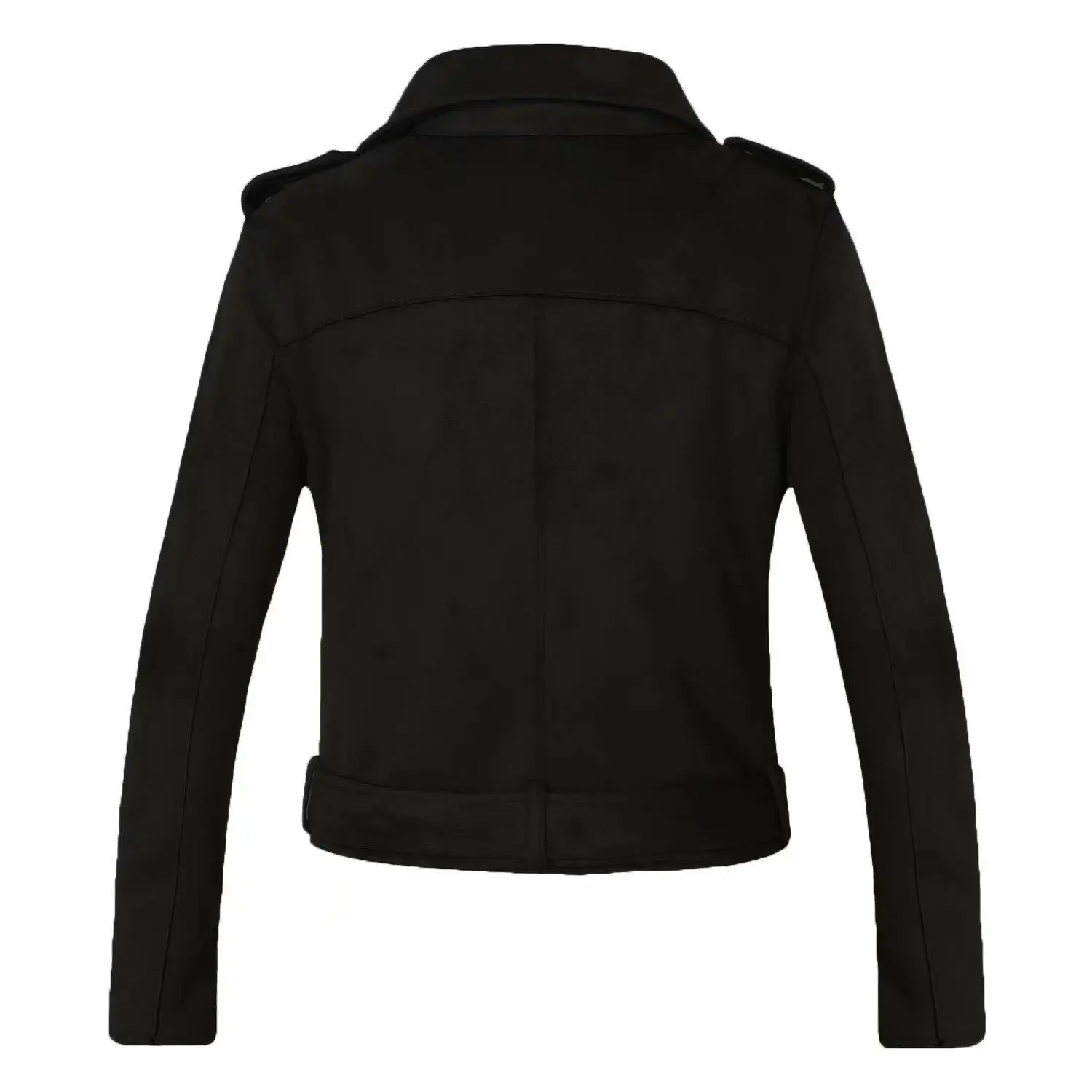 Dames Street Sle ort Motorcycle Jaet Lapel Leer Synthetisch materiaal Winter Faion Damesjas Middellange lengte