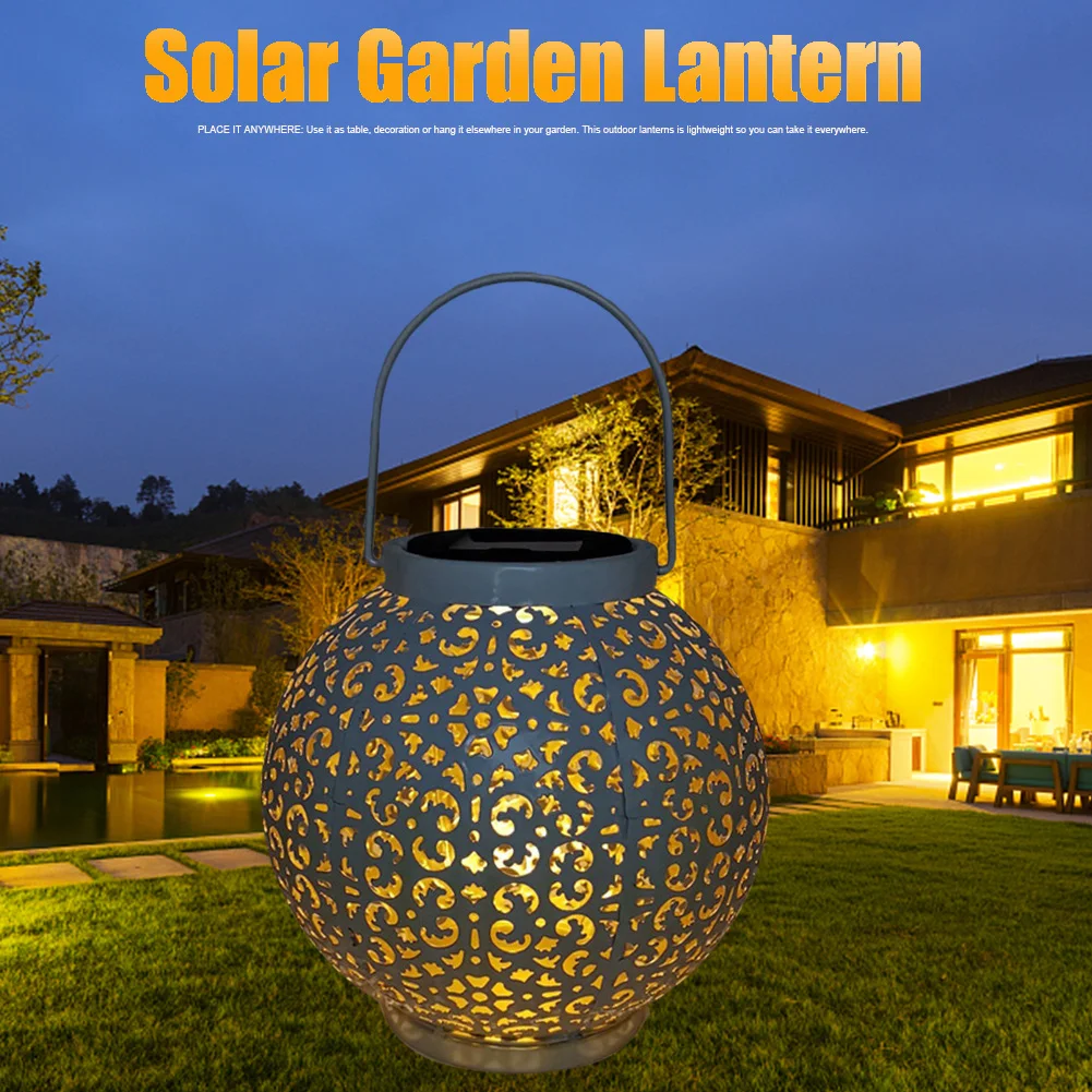 

LED Light Portable Solar Lantern With Shadow Effect Moroccan Lamp Outdoor Garden Hanging Table Decoration Retro Yard Waterproof