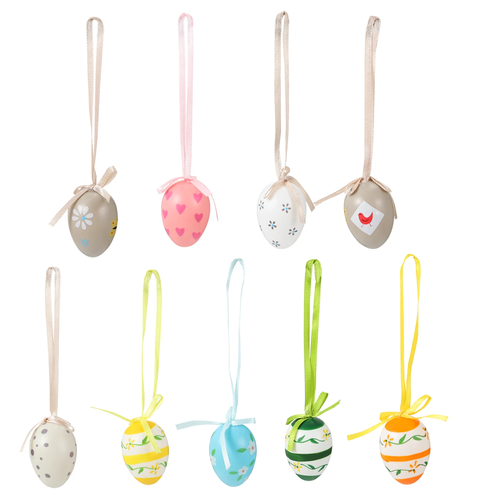 

54 Pcs Easter Egg Pendant Hanging Decoration Plastic Toy Painted Fake Bright Holiday Gifts Fillers Party Family Children Eggs