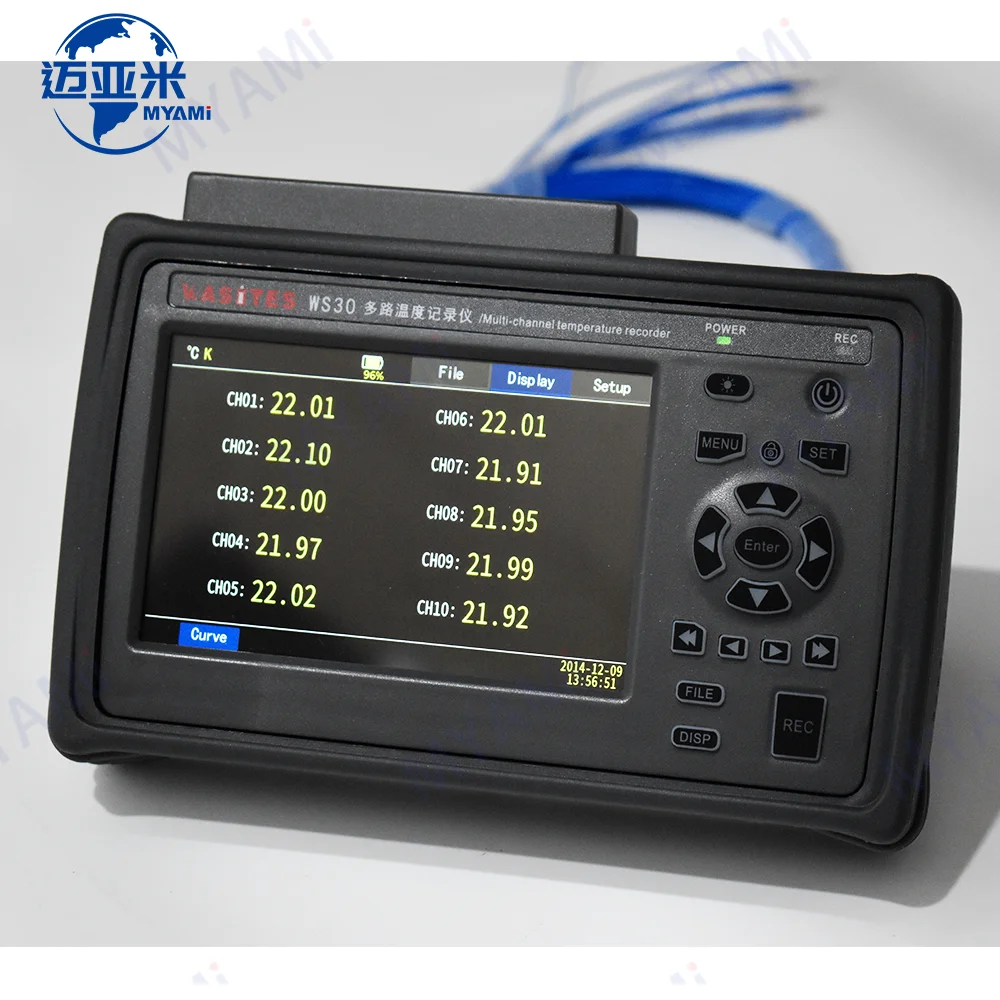 Myami Ws30 10-Kanal-Temperaturmessgerät, hochpräzise 3 Anzeigemodi, Temperaturdatenaufzeichnung, Logger-Instrumente