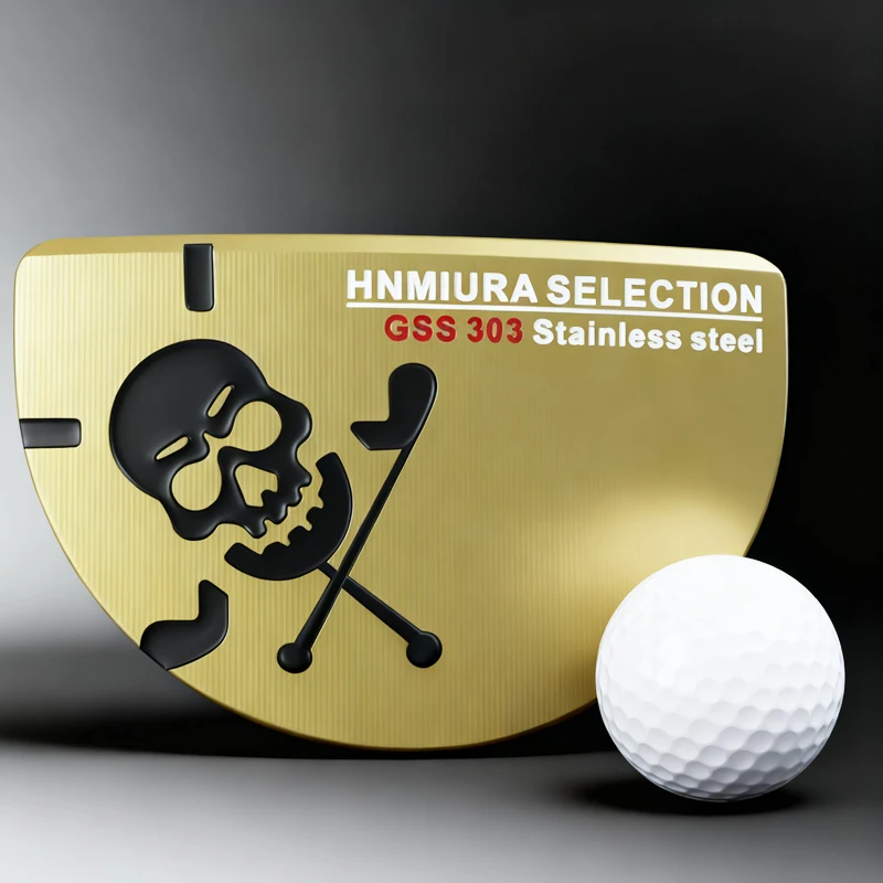 Cabeças de golfe douradas semicírculo dourado cabeça de putter de golfe destro unissex cabeça de clubes de golfe e capa de cabeça de golfe sem eixo