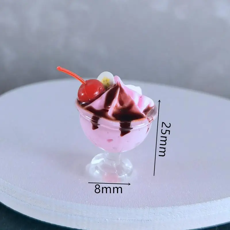 1 Pieza de Miniatura de Helado de Cereza para Casa de Muñecas, Adorno de Juguete, Accesorios de Decoración en Miniatura para Casa de Muñecas