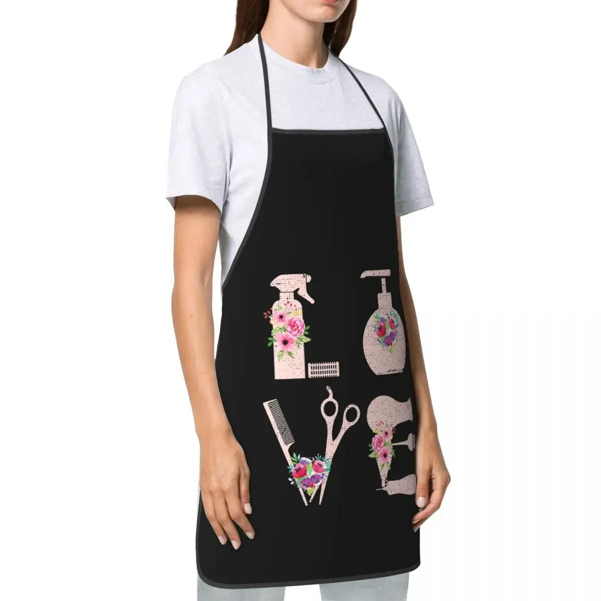 Funny Hairdresser Tools Floral Art Bib Apron Men Women Unisex Kitchen Chef Barber Haircut Tablier Cuisine for Cooking Baking