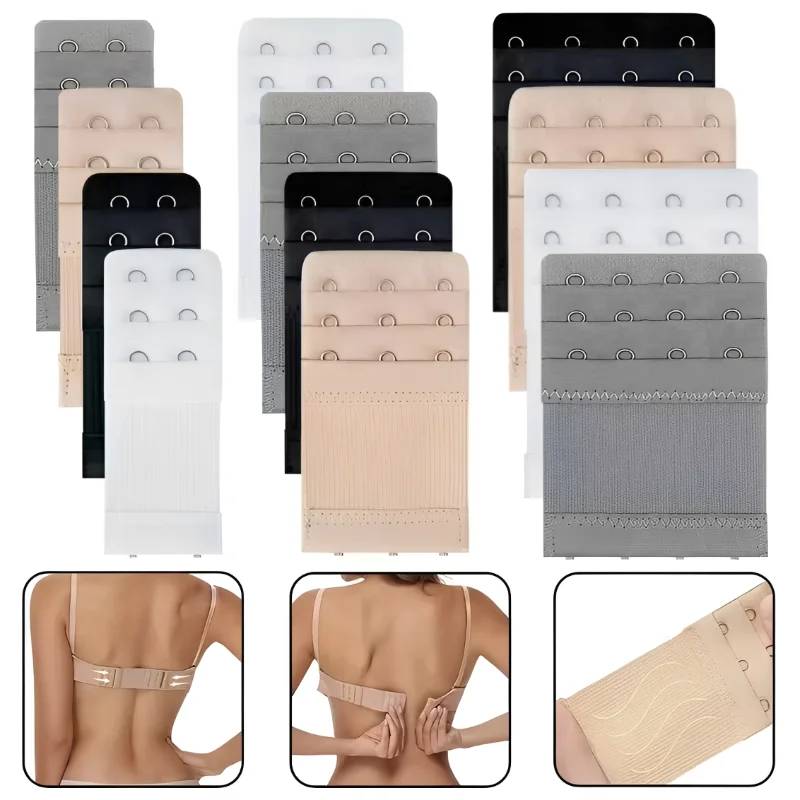 Elastic Bra Hooks Lingerie Extension 2/3/4 Closures Adjustable Back Expansion Buckle Underwear Row