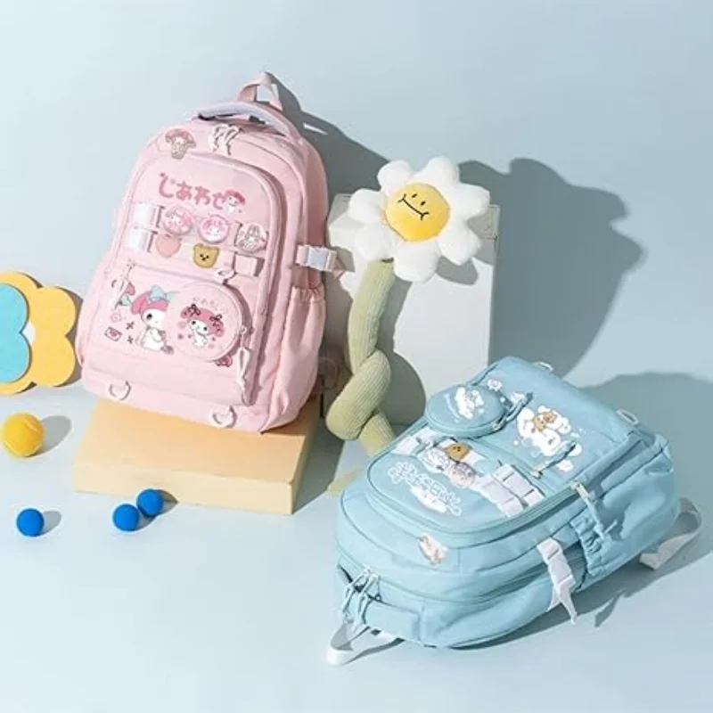 Cinnamoroll kuromi olá kitty anime mochila bonito saco de escola feminino estudante escola leve grande capacidade mochila sacos