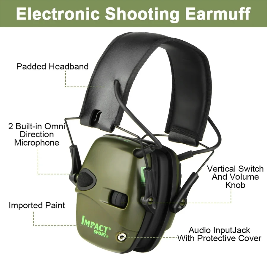 Tactical Electronic Shooting Earmuff Case Anti-noise Headphone Sound Amplification Hearing Protection Headset Foldable with Bag