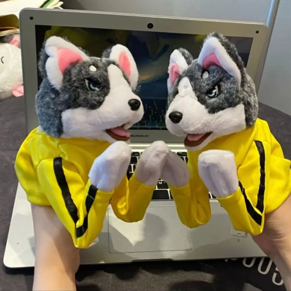 Funny with Sound Boxing Dog Doll Plush Kids Gifts Husky Vocal Hand Puppet Battle Tricky Doll