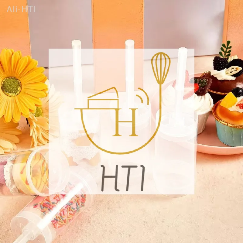 10Pcs Push Up Cake Shooter Round Shape Transparent Cake Holders Push Plastic Containers With Lids For Ice Cream Baking Molding