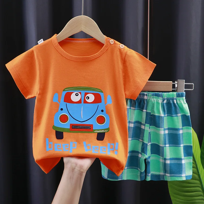 2022 New Summer Infants Clothes Short Sleeve T-shirt+shorts 2-piece For Baby Boys Girls Kids Outfit Children\'s Clothing Sets