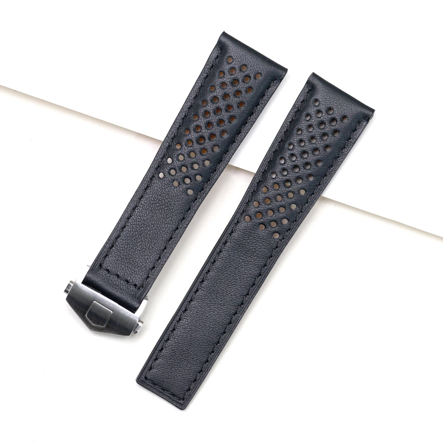 SAUPPO Suitable for TAG Heuer MONACO Men Watch Band Top Layer Leather Belt Calf Skin Leather Watch Accessories with Clasp