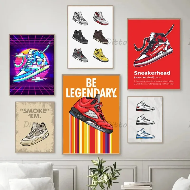 Trendy Luxury Brand Sneakers Fashion Sport Shoes Posters Canvas Painting and Prints Wall Art Picture for Living Room Home Decor