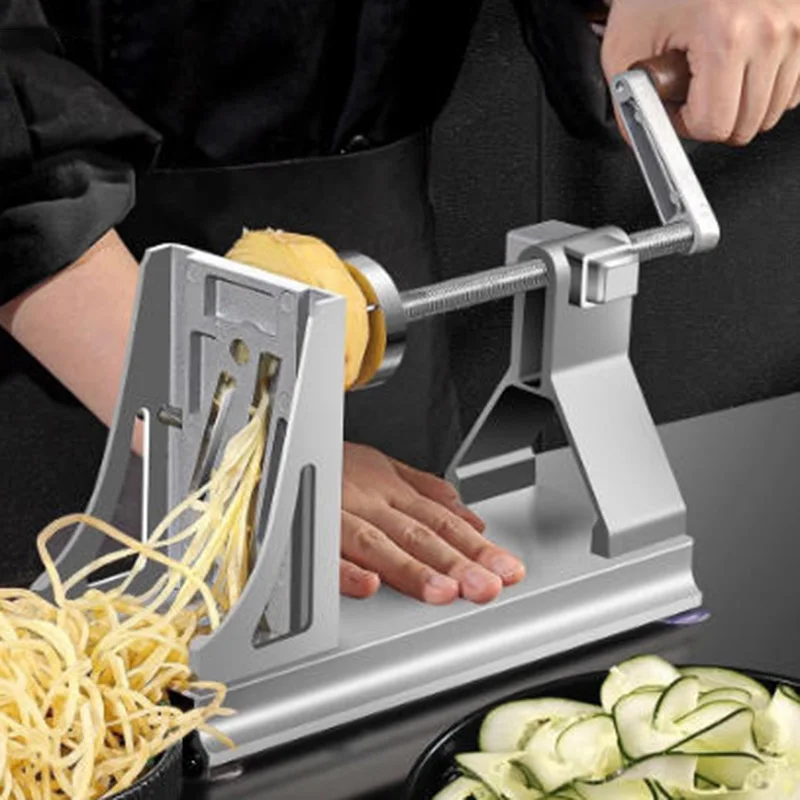 Multifunctional Potato Shredder Metal Vegetable Spiralizer Stainless Steel 3 Blades Vegetable Silk Cutter Kitchen Manual Tool