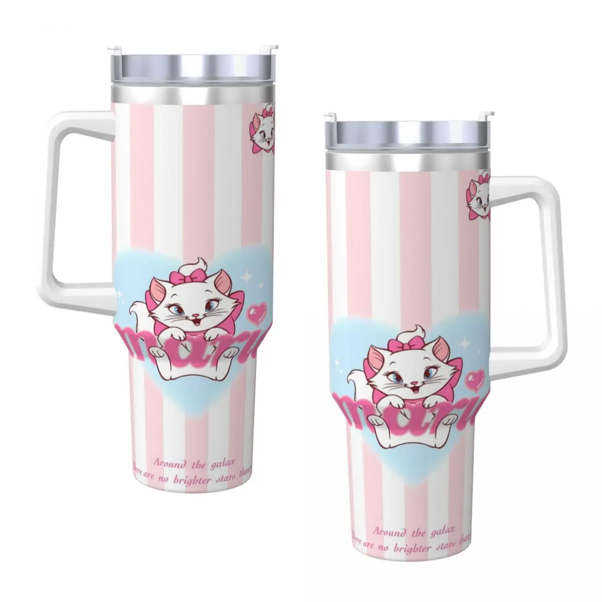 Stainless Steel Tumbler Marie Cat Coffee Mug Heat Preservation Cold and Hot Car Mugs Driving Printed Water Bottle