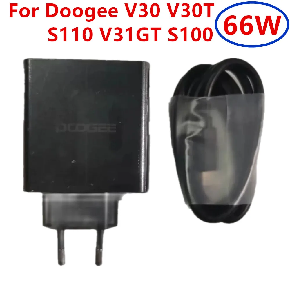 Адаптер питания для быстрой зарядки Doogee V30 V30T S110 V31GT S100, оригинальный дорожный адаптер 66 Вт, штепсельная вилка европейского стандарта, кабель Type C-Type C