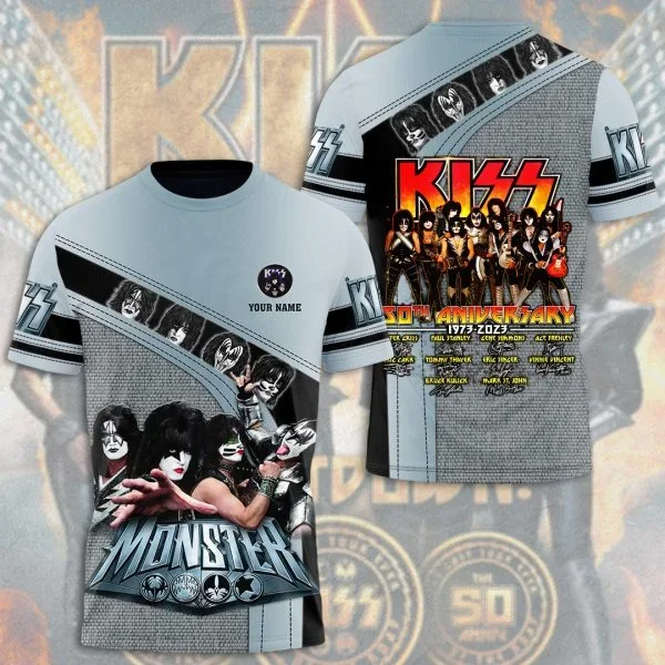 روك باند قبلة تي شيرت ثلاثية الأبعاد تي شيرت مطبوع الرجال النساء الهيب هوب موضة قبلة تي شيرت قصيرة الأكمام بلايز تيز ملابس رجالي