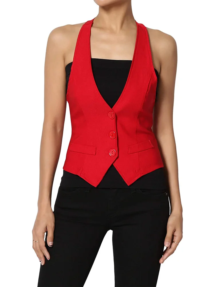 

Women Vest By Women Casual V-neck Commuting Single-breasted Elegant Women's Jackets Cheap Women's Clothing Offer Short Sets