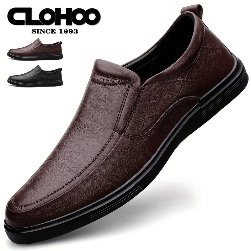 CLOHOO Leather cowhide rubber thick soled handmade cold sticky Shoes Loafers comfortable and breathable