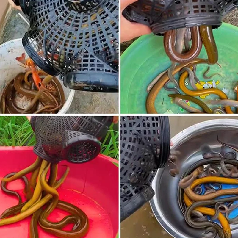 6 Holes Catch Loach Lobster Yellow Eel Cage Mixed Fish Crayfish Catcher Outdoor Fishing Net Cage Plastic Shrimp Trap Cage