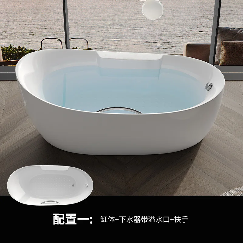 Premium Separate bathtub Thickened household integrated Seamless hotel Thin edge Internet celebrity bathtub Oval bathtub Bathing