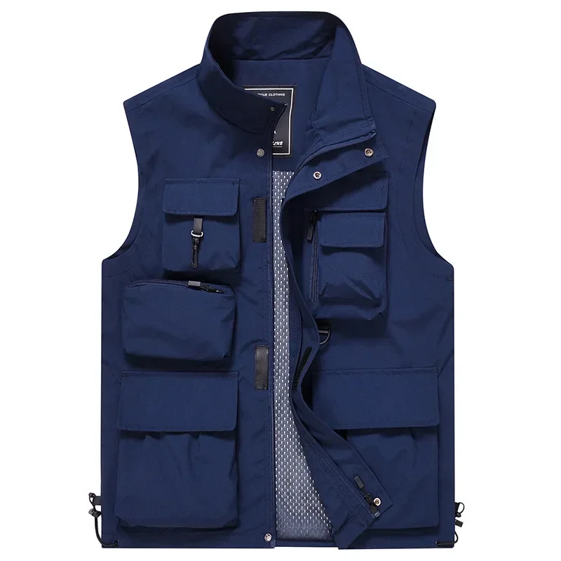 Maidangdi men's casual vest outdoor multi pocket photography fishing vest advertisement  oversized vest male processed print