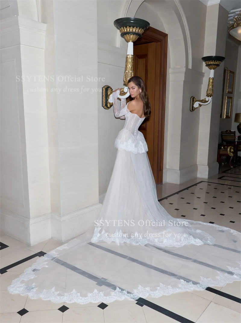 SSYTENS 魅力的なウェディングドレスブライダルチュール恋人 A ライン高品質レースアップブライダルドレス Vestidos De Novia カスタマイズ
