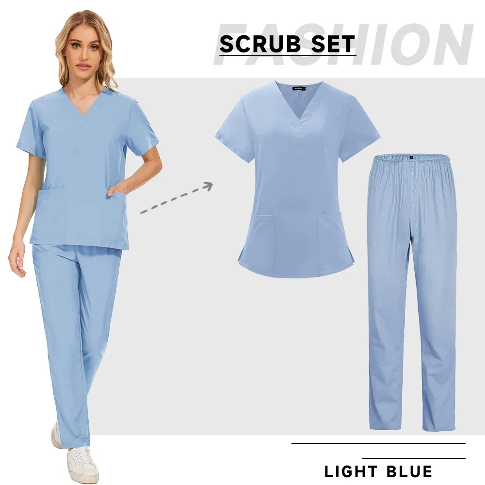 Medical Uniform Female Nurse Oral Dentist Operating Room Uniform Short-sleeved Shirt+trousers Suit Elastic Medical Overalls