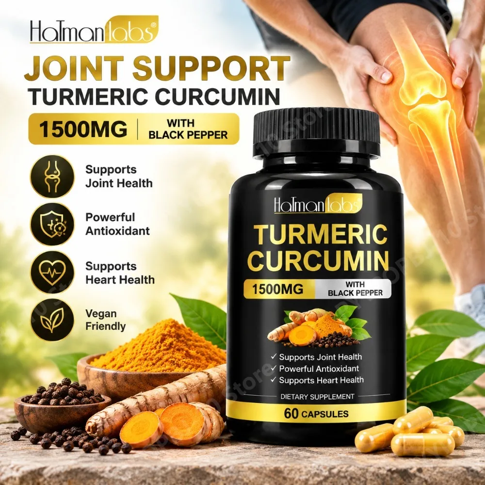 Joint Support Turmeric Curcumin 1500mg with Black Pepper, 95% Curcuminoids, Antioxidant & Heart Health, Vegan, 60 Capsules