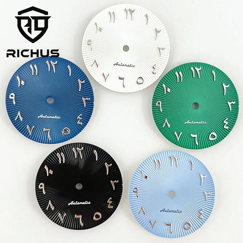 RICHUS 29mm blue/black/white/green Watch Dial fit NH34 NH35 NH36 ETA2824 2836 Miyota8215 DG3804 movement