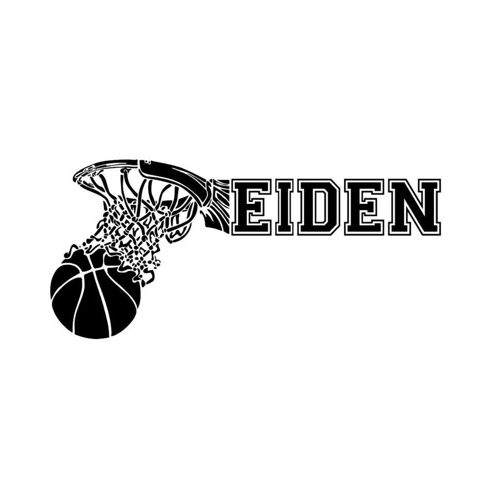 Custom Name Basketball Wall Sticker Basketball Ring Personalized Name Vinyl Art Wall  Decal Basketball Sports Sticker Sy051