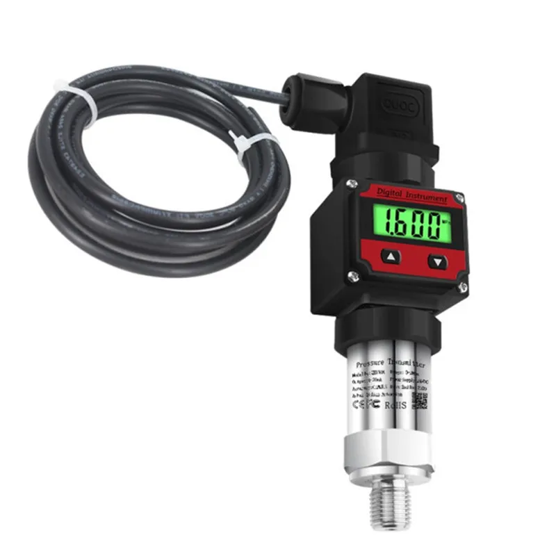 4-20mA LCD Pressure Transmitter 4-20ma 5V 10V Output Sensor Water Oil Gas -1-0-1000bar Pressure Measurment G1/4 Transducer