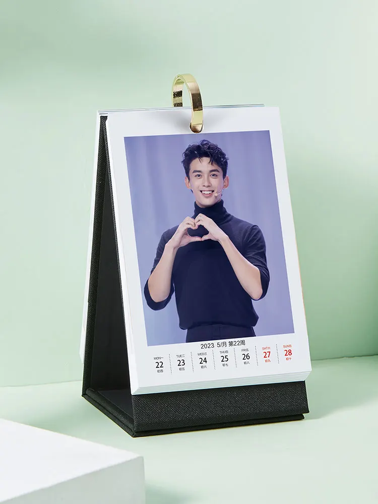 2023 Wu Lei Weekly Calendar Creative Desk Calendar Stylish, Simple, Small, Fresh Desktop Ring Buckle Set Table Gift
