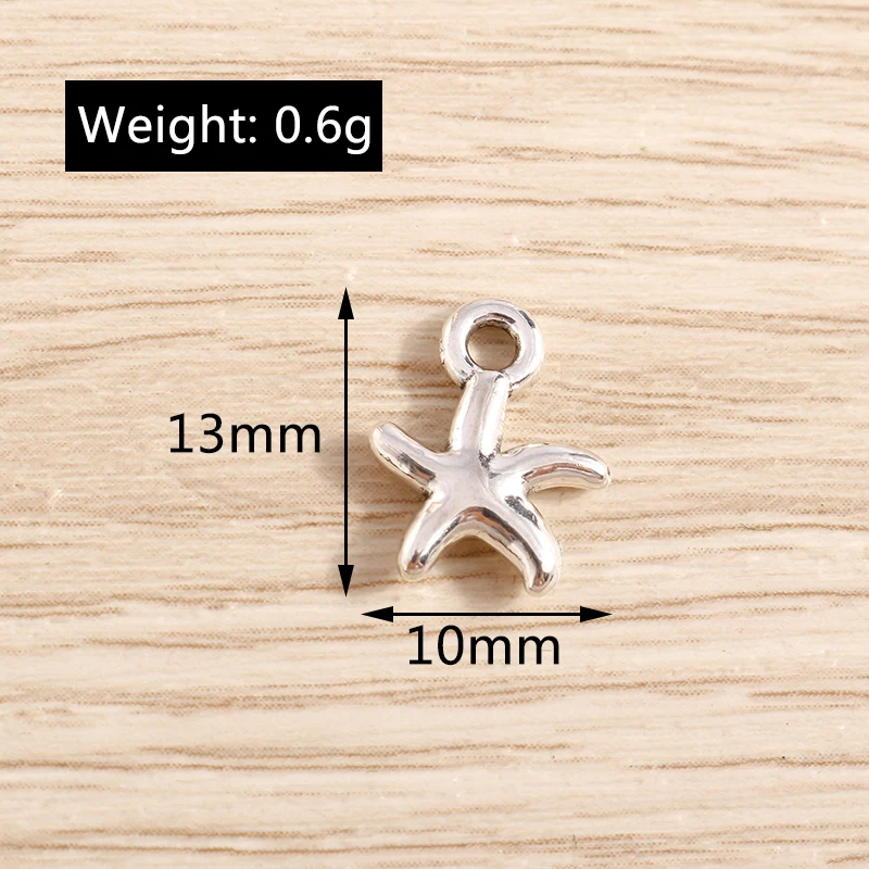 Tusember 50 Stück 10*13mm Legierungs-Meerestier-Anhänger Mini-Seestern-Charms für DIY-Halsketten, Ohrringe, handgefertigte Schmuckherstellung – Detail 2