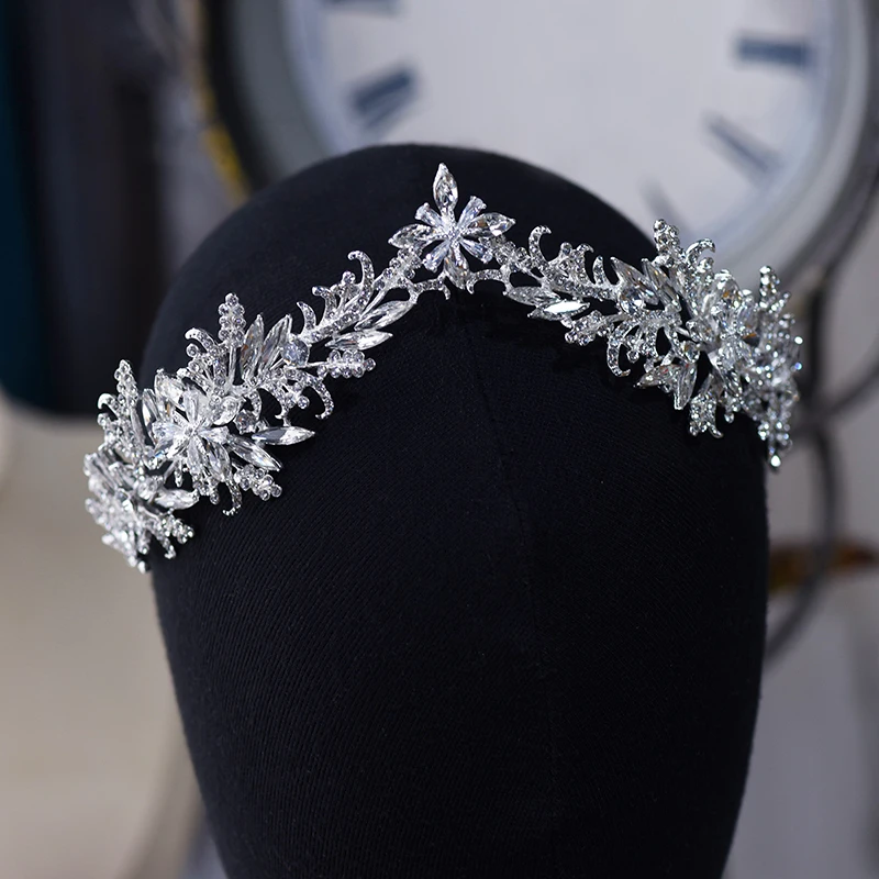 Princess CZ Zircon Crystals Wedding Tiaras Headpices Sparkling Bridal Headbands Brides Hair Accessories Evening Head Wear