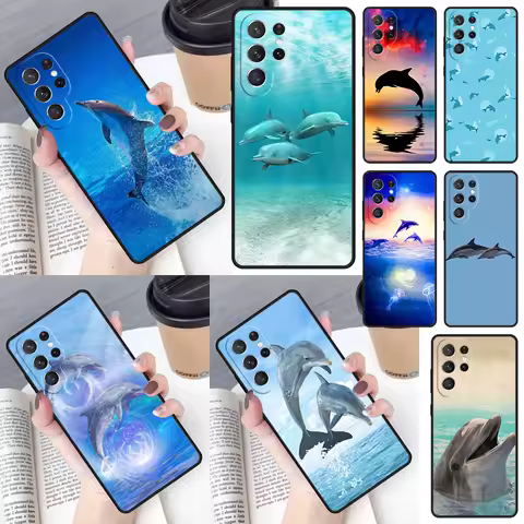 Cute Dolphin Ocean Cover For Samsung Galaxy S23 Ultra S22 S20 S21 FE S8 S9 S10 Plus Note 10 20 Ultra phone Case