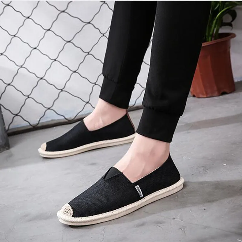 Breathable Linen Casual Men\'s Shoes Old Beijing Cloth Shoes Canvas Summer Leisure Flat Driving Shoes walking Size39-46