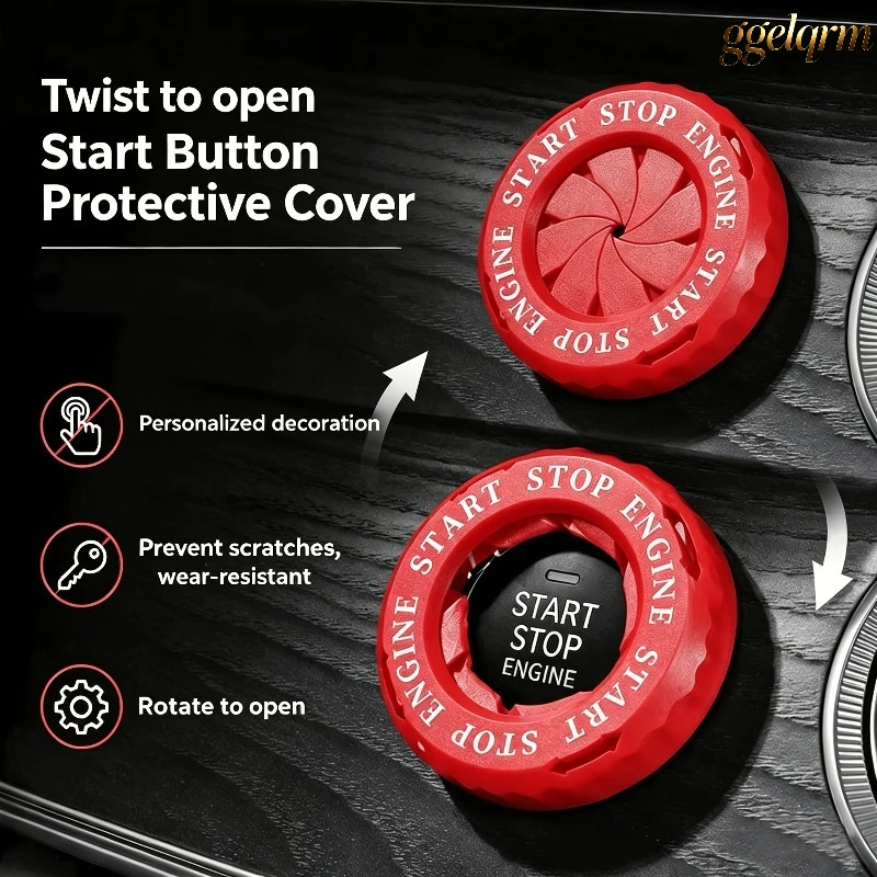 1PC Rotary Start Ignition Switch Protective Cover One-Click Engine Start Stop Button Cover Replacement