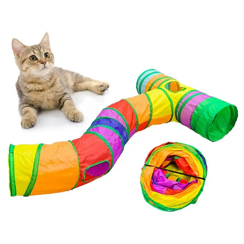 Cat Tubes And Tunnels T Shape Cat Track Toy Cat Play Tunnel Pet Cat Toy Portable Animal Tunnel Indoor Cat Toys Interactive Cat