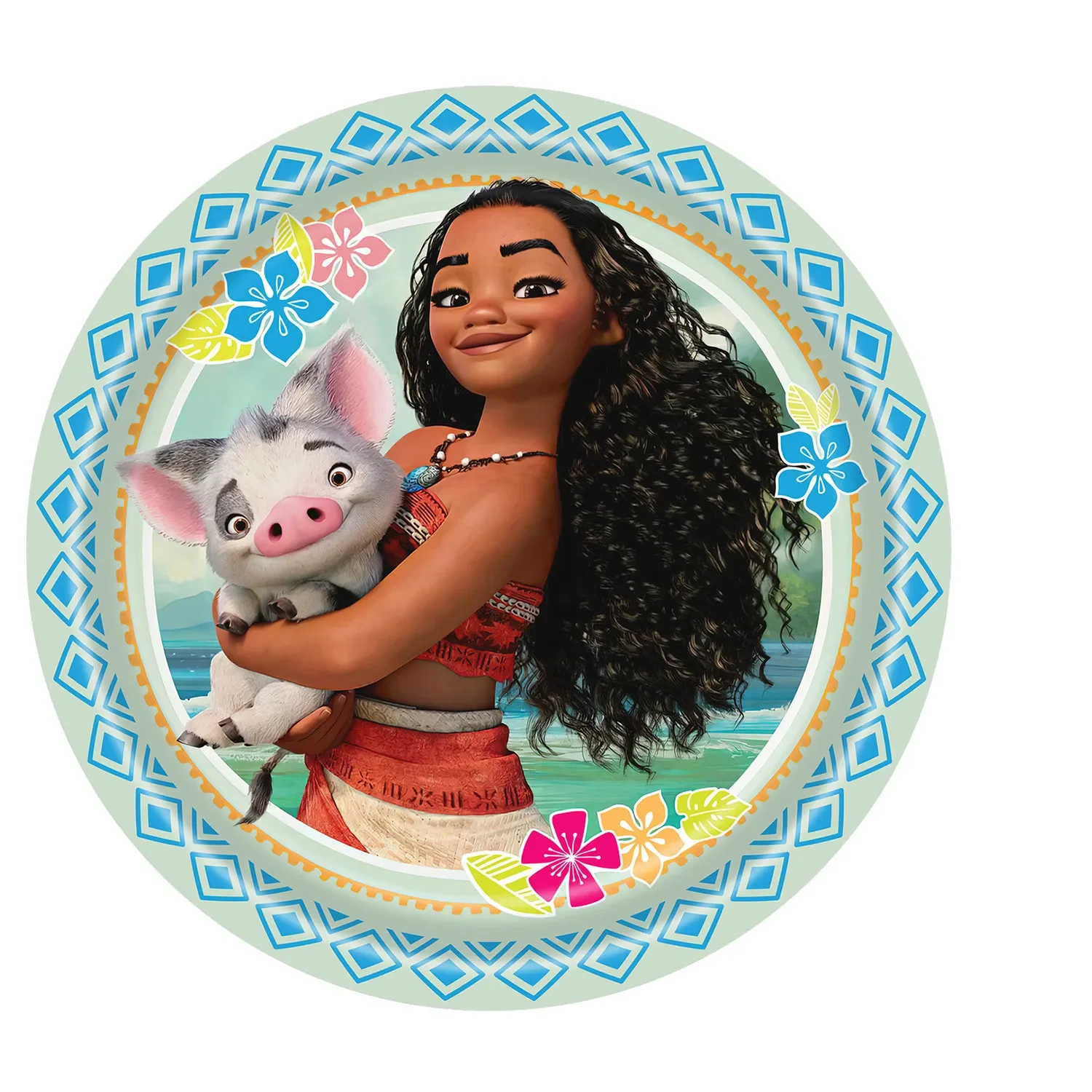 Vajilla desechable con temática Moana para fiesta de cumpleaños de niños y niñas, taza, plato, bandera, suministros de decoración para fiesta de boda